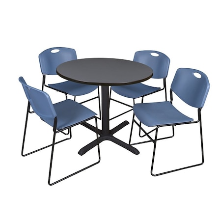 Cain Cain Round Table & Chair Set, Wood, Metal, Polypropylene Top, Grey TB36RNDGY44BE